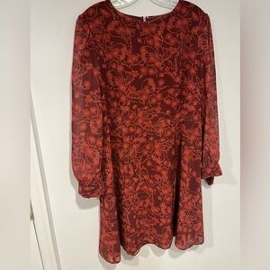 Gianni Bini size 12 Burgundy Floral Zip Back Dress